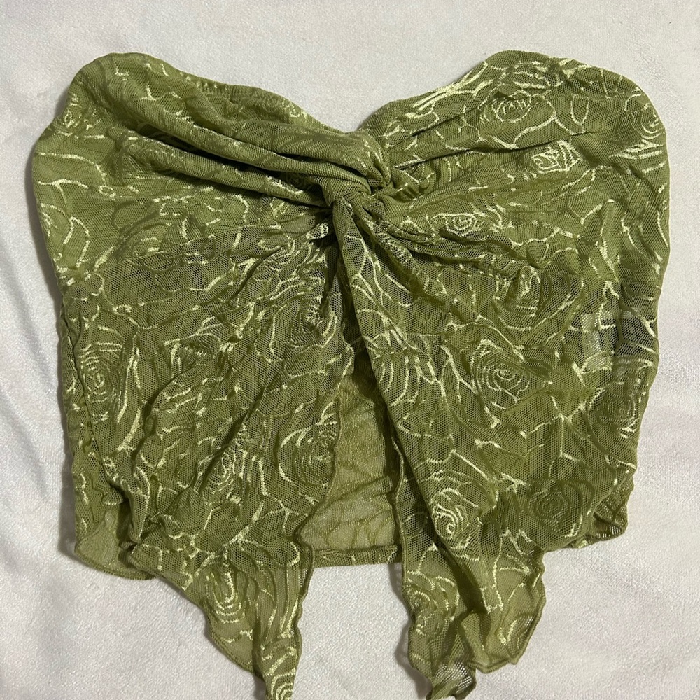 Green Floral Lace Top